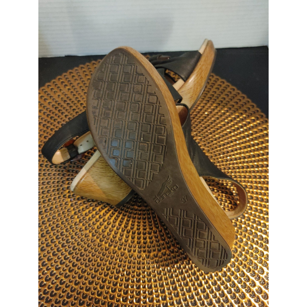 Dansko Leather Peep Toe Wedge Heels Size 37 - Picture 7 of 7